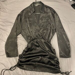 Black Satin Wrap Dress